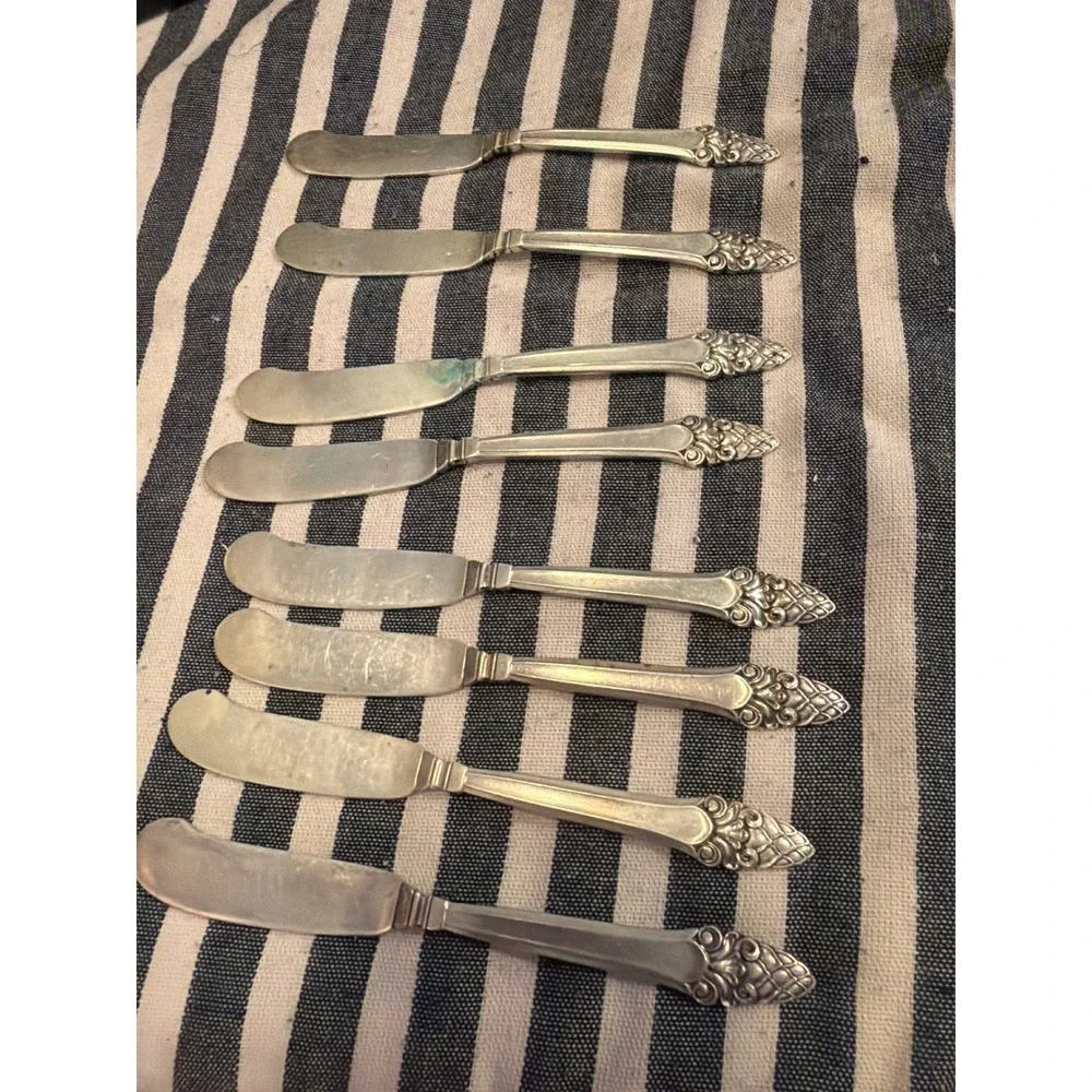 8 Gorham Sovereign Sterling Silver Flat Handle Butter Spreaders Antique Set
